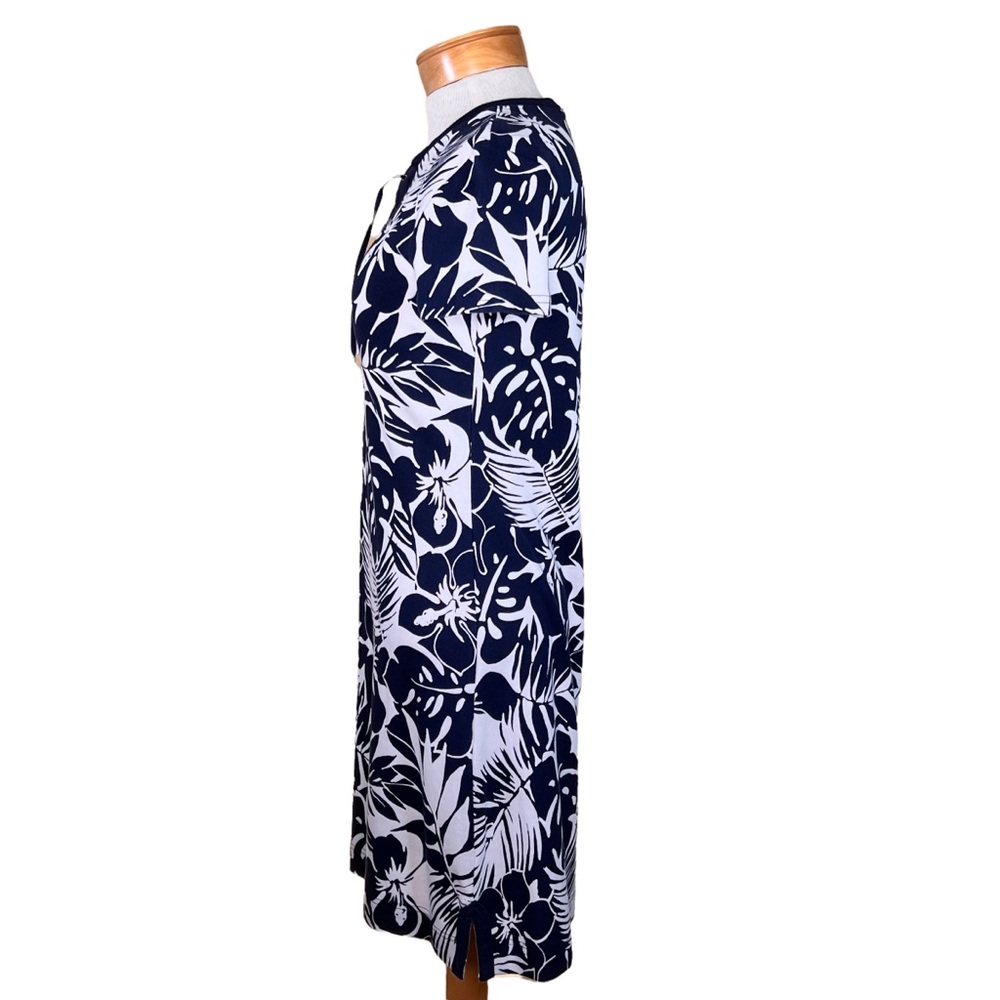 Chaps Navy & White Tropical Print Cotton T-Shirt Dress Size M, fits Smal… - Picture 8 of 12